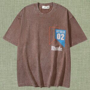 RHUDE MEN'S BROWN SHORT SLEEVE